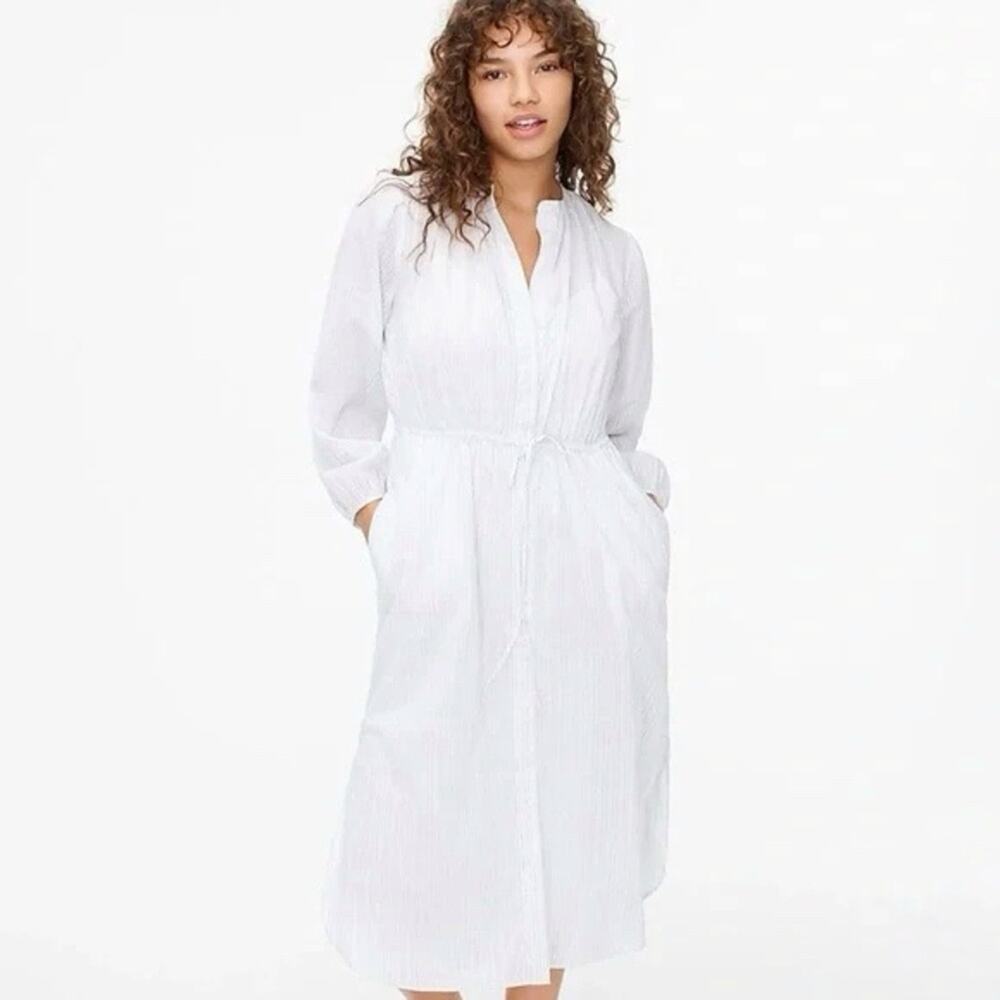 J.Crew Tie-waist Cotton Voile Midi Dress in Deck Stripe Size 2